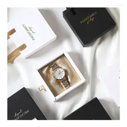 Enveloppe cadeau en gros 500pcs / lot Logo personnalisé Dusinet de tiroir en papier bijoux emballage avec poignée pour collier Bracelet à boucles d'oreille
