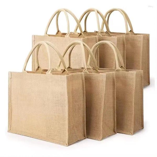 Cadeau cadeau en gros personnalisé Eco Logo imprimé promotionnel sac de jute shopping toile de jute fourre-tout de mariage réutilisable avec poche à fermeture éclair