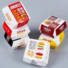 Geschenkomschakeling Groothandel wegwerp Voedsel Grade Kartonnen kartonnen Hamburger Aangepaste maat afdrukken Kraft Paper Burger Packaging Box