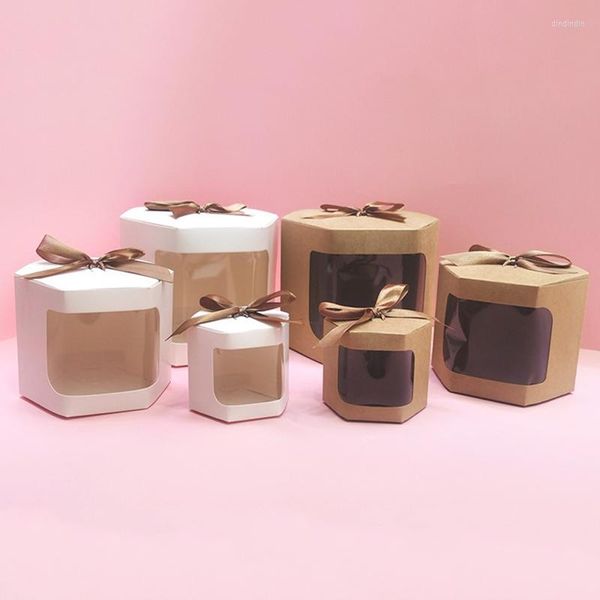 Caja de embalaje de cinta para ventana de papel de regalo, bolsa pequeña de caramelo para jardín de infantes, regalos de mano para boda, almacenamiento de fiesta Kraft, regalo 2022