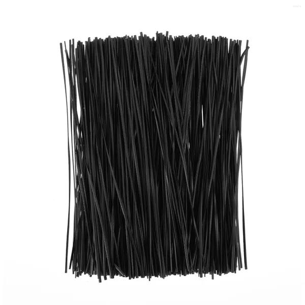 Papel de regalo WINOMO 500pcs Twists Ties Cable 15cm Organizador Alambre de hierro recubierto de plástico (Negro)