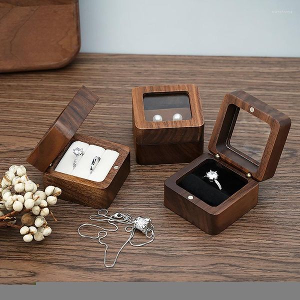 Envoltura de regalo Caja de joyería de madera Organizador Partable Mini Almacenamiento de viaje Pendiente Anillo Regalos para damas Caja de cuentas