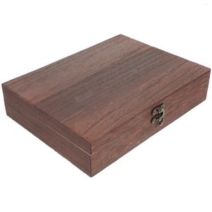 Emballage cadeau Boîte de rangement rétro en bois Boîte de trésor Conteneur simple anti-poussière avec serrure