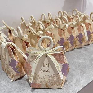 Emballage cadeau en bois anneau poignées boîte sacs en papier boîtes de bonbons emballage de chocolat pour faveur de mariage Eid Mubarak Baby Shower Party 230701