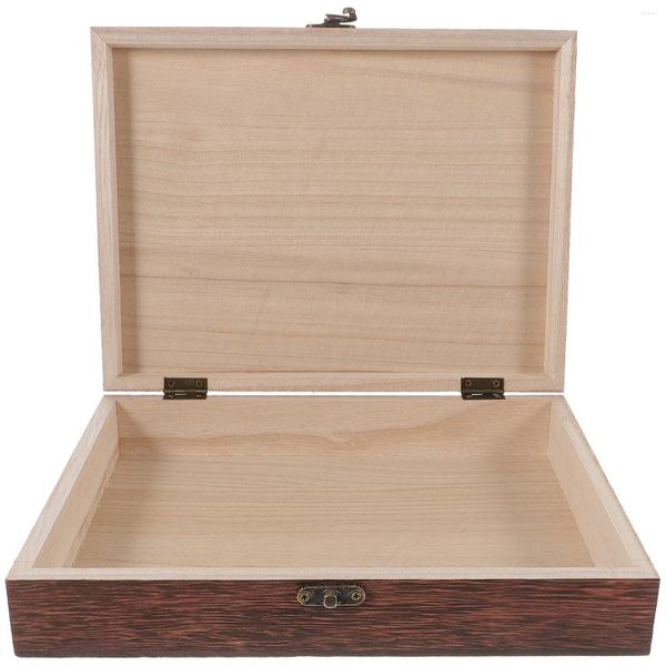 Caja de almacenamiento de madera para envolver regalos, decoración Retro a prueba de polvo, joyería encantadora, cajas bloqueables, caja rústica de recuerdo, tesoro delicado Vintage