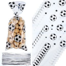 Emballage cadeau Coupe du monde de football Sacs en cellophane Thermoscellable Traiter Cookie Bonbons Goodie Football Sport Baby Shower Fête d'anniversaire FournituresCadeau