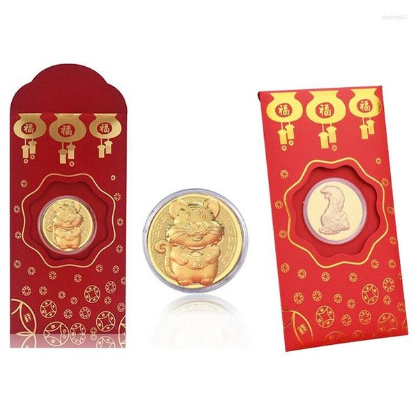 Año de envoltura de regalos de la moneda de oro Tiger Red Sobre Artículos auspiciosos chinos (incluye sobre)