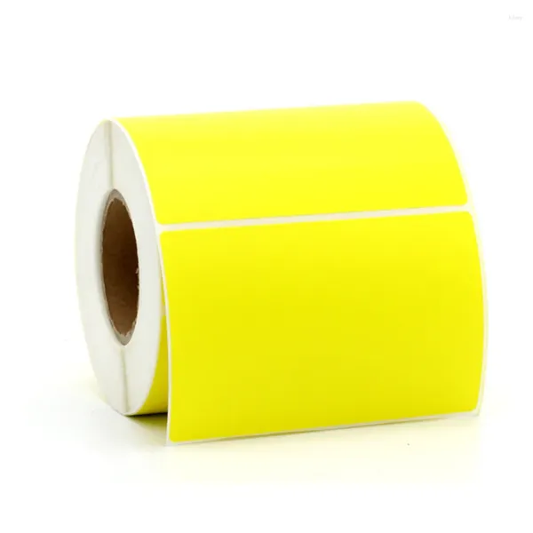 Étiquettes auto-adhésives jaunes d'imprimante thermique d'enveloppe de cadeau dans l'impression colorée de petit pain