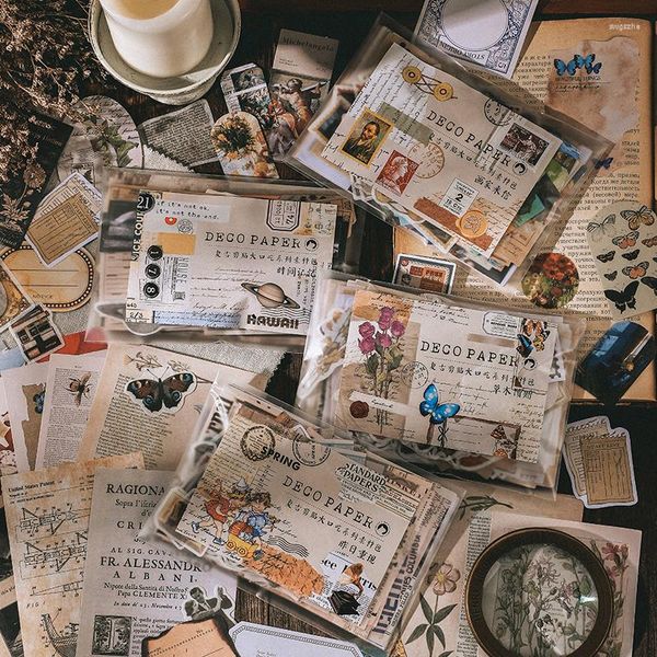 Envoltura de regalo ZLDECOR 200 unids Junk Journal Vintage Paper Kit Scrapbooking Crafts DIY PO Decorativo