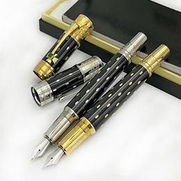 GIFTPEN Top Luxury Elizabeth Pens Édition limitée Black Golden Silver graver Classics Stylo plume Fournitures de bureau d'affaires avec 277t