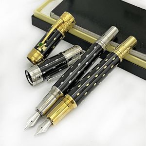 GIFTPEN Top Luxury Elizabeth Pens Édition limitée Black Golden Silver graver Classics Stylo plume Fournitures de bureau d'affaires avec 222x