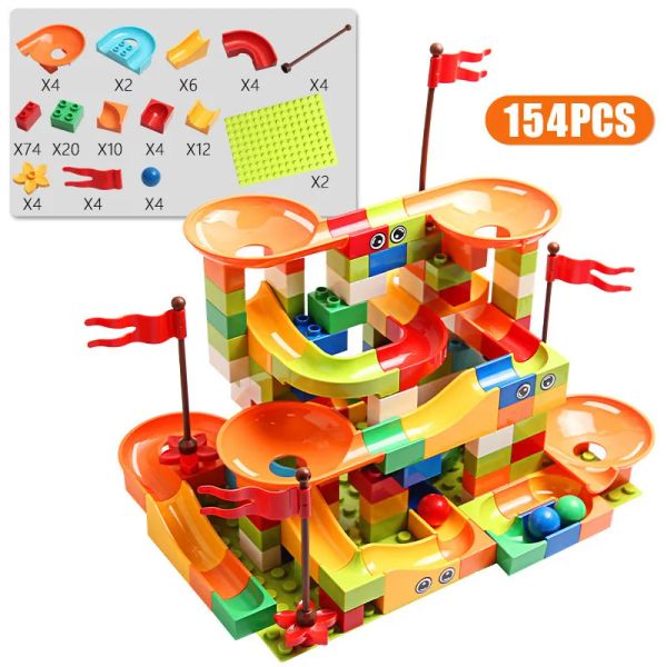 Cadeaux blocs classiques gros blocs jouets marbre course course briques de construction avec labyrinthe balle piste de course pour enfants garçons filles anniversaire cadeau de Noël