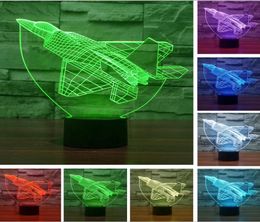 Cadeaux pour homme garçons avions 3D avions de guerre combattant dégradé de couleur gradation Lampara veilleuses lampe de table de bureau LED avion militaire Plan4642026