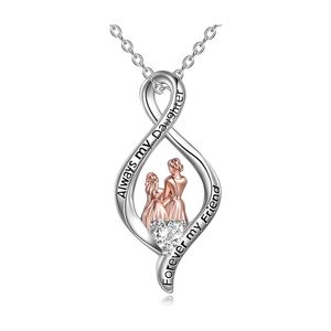 Regalos para mamá de hija hijo: collar con colgante de plata de ley con forma de corazón y circonita cúbica para hermana/hija/nana, cumpleaños del día de la madre (con caja de regalo)