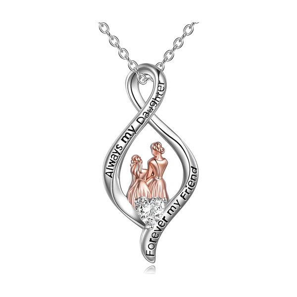 Regalos para mamá de hija hijo: collar con colgante de plata de ley con forma de corazón y circonita cúbica para hermana/hija/nana, cumpleaños del día de la madre (con caja de regalo)