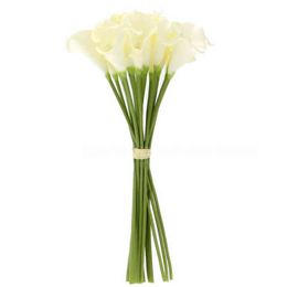 Cadeaux pour femmes 18x fleurs de lys Calla artificielles bouquet à tige longue unique véritable décor à la maison ColorCreamy Y211229217p