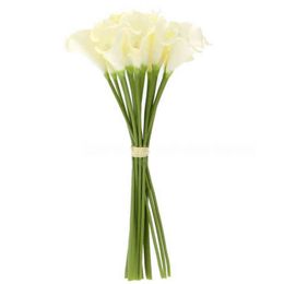 Cadeaux pour femmes 18x fleurs de lys Calla artificielles Bouquet à tige longue unique véritable décor à la maison ColorCreamy Y211229283e