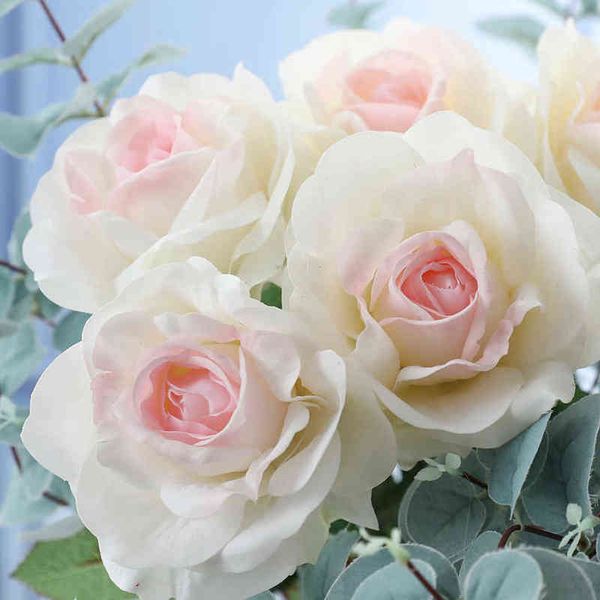 Cadeaux pour femmes 5 pièces de roses artificielles de haute qualité, toucher réel, fleurs pour la décoration de la maison, fête, événement, arrangement floral de mariage