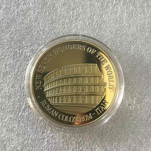 Regalos Moneda chapada en oro Antigua Italia Coliseo Romano Nuevas Siete Maravillas del Mundo Medallion.cx