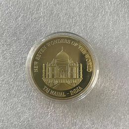 Geschenken Nieuwe zeven wonderen van de Wereld India Taj Mahal Vergulde Travel Souvenir Coin.cx