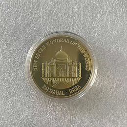 Cadeaux Nouvelles Sept Merveilles du Monde Inde Taj Mahal Plaqué Or Voyage Souvenir Coin.cx