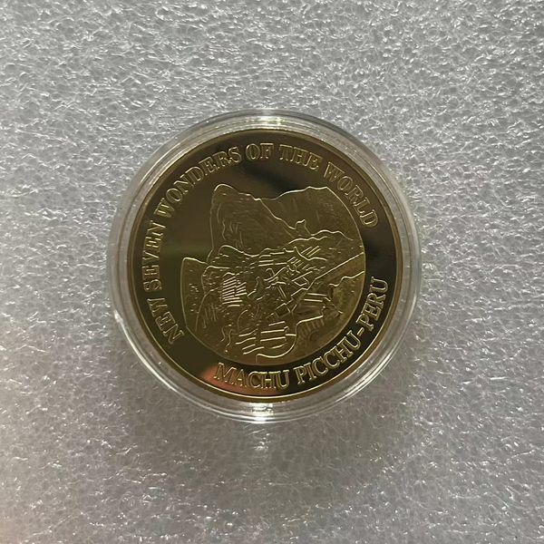 Regalos Perú Cuzco Machu Picchu Nuevas Siete Maravillas del Mundo Colección de monedas chapadas en oro.cx