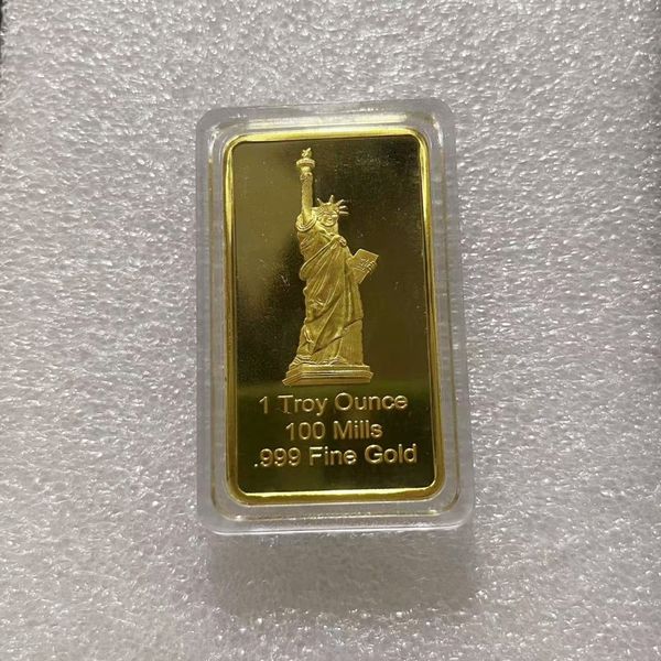 Regalos US Totem Freedom Eagle Rectangular Gold Plated Bar USA Estatua de la libertad Metal Token Memorial Bullion Bar Collection.cx