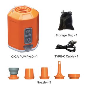 Mini bomba de aire GIGA Pump 4.0, bomba de aire portátil recargable de 4,2 kPa con linterna de camping para senderismo/colchoneta para dormir/anillo de natación 240124