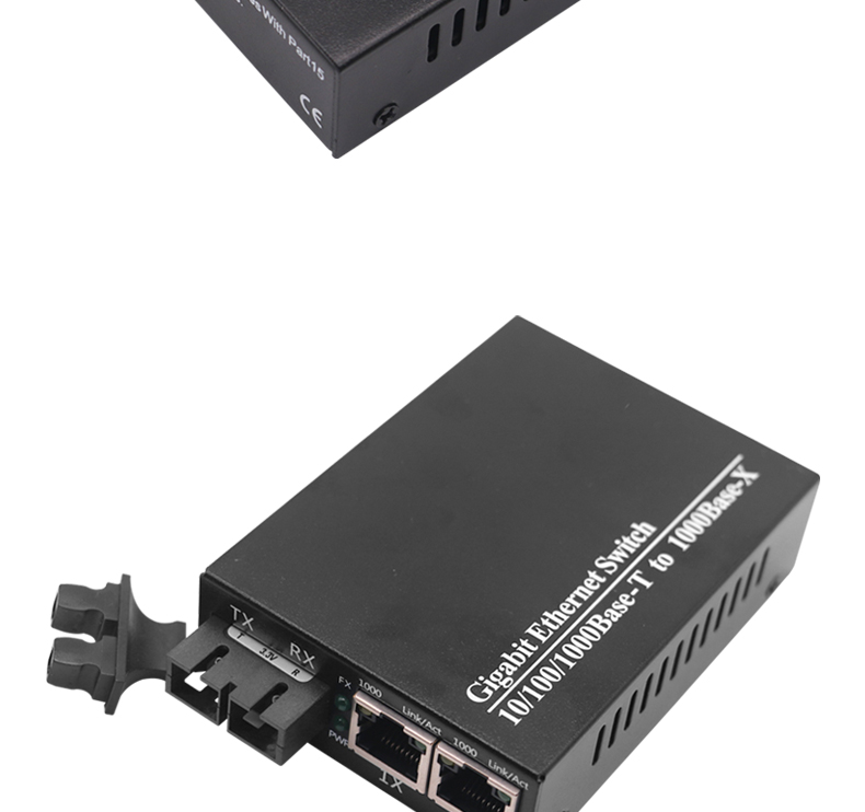 Gigabit Fiber Optic Switch Single mode Duplex SC Fiber to 2port UTP RJ45 10/100/1000Mbps Ethernet Media Converter External Power