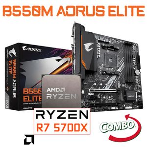 Gigabyte B550M AORUS ELITE AM4 Combo de placa base 5700X AMD RYZEN 7 5700X CPU Ryzen Kit AMD B550 Traje de placa base 5700X M.2 Nuevo