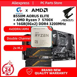 GIGABYTE B550M AORUS ELITE + AMD Ryzen 7 5700X + 8G * 2 DDR4 3200MHz RAM kit placa me e procesador memoria placa base CPU kit