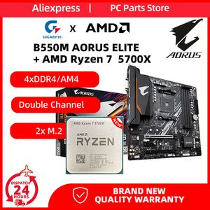 GIGABYTE B550M AORUS ELITE Moederbord + AMD Ryzen 7 5700X CPU kit voor gamer AM4 DDR4 128GB PCI-E 4.0 M.2 4000(OC)MHz