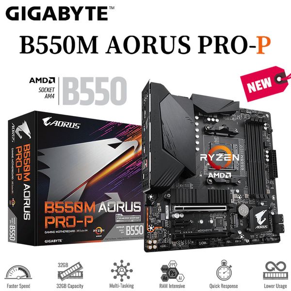 Placa base Gigabyte B550M AORUS PRO-P AMD B550 Socket AM4 compatible con DDR4 128GB PCI-E 4,0 M.2 SSD USB 3,2 M-ATX placa base nueva