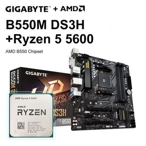 GIGABYTE B550M DS3H Nieuwe Moederbord Set + AMD Nieuwe Ryzen 5 5600 R5 5600 CPU Processor Socket AM4 128G DDR4 M.2 SATA Micro-ATX