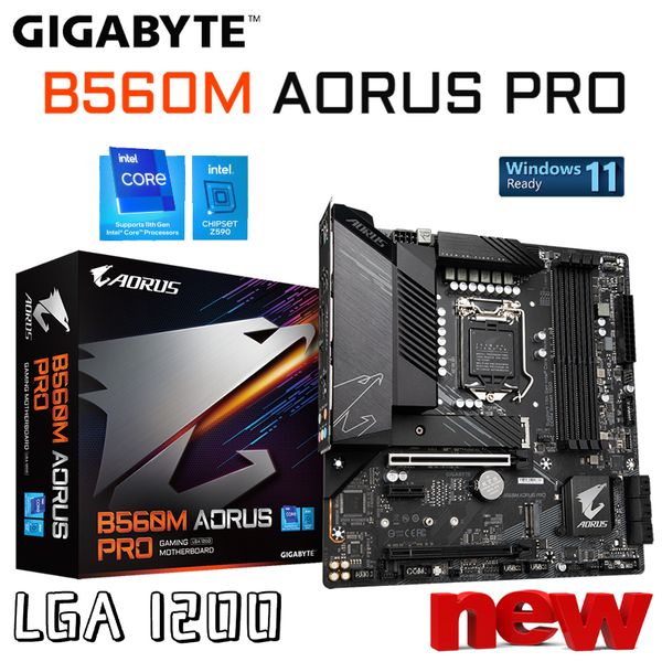 Gigabyte B560m Aorus Pro LGA 1200 Motor de la placa base DDR4 128GB Intel 11th y 10th Gen i3 i5 I7 CPU Desktop Parrleard PCIe 4.0 M.2 Nuevo