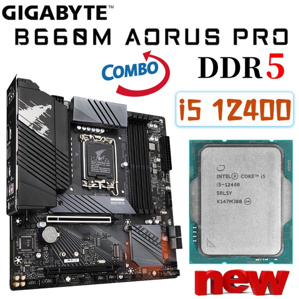 Carte mère Gigabyte B660M AORUS PRO DDR5 Combo Intel Core i5 12400 prise en charge D5 5600(O.C.)MHz 128GB M.2 carte mère Micro ATX nouveau