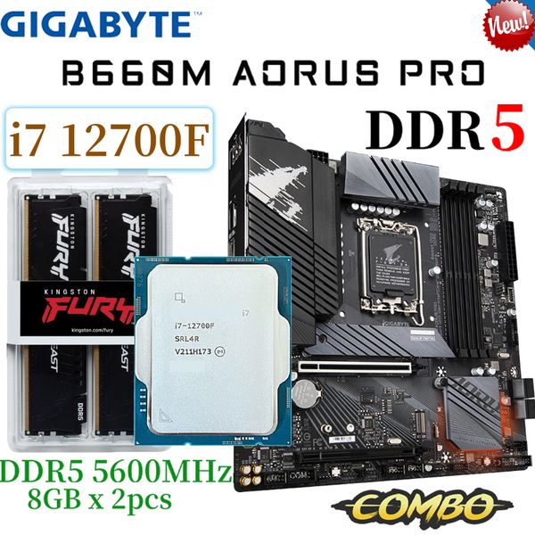 Gigabyte B660M AORUS PRO DDR5 carte mère Combo Intel Core i7 12700F D5 5600MHz 8GB * 2pc RAM M.2 Micro ATX carte mère nouveau