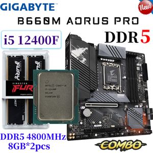 Combo de placa base Gigabyte B660M AORUS PRO Intel Core i5 12400F CPU DDR5 4800MHz 8GB * 2 uds RAM Kit Micro ATX placa base nuevo