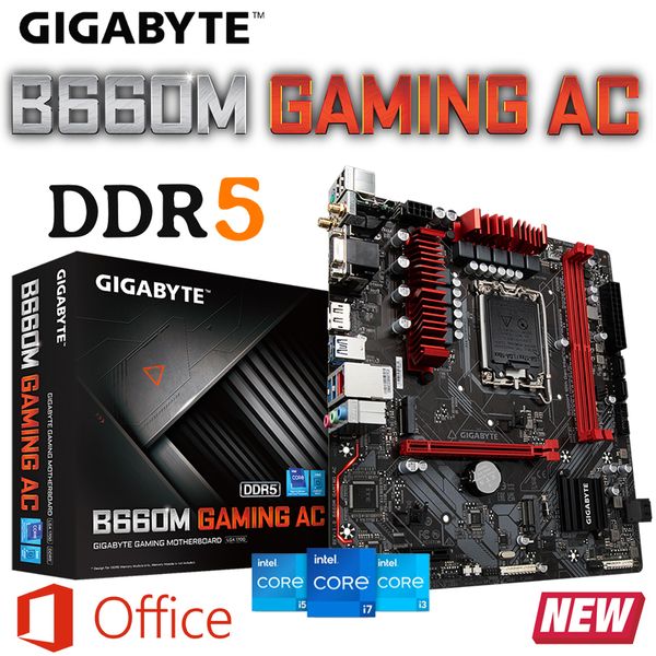 Gigabyte B660M GAMING AC DDR5 Prise en charge de la carte mère D5 128 Go LGA 1700 Intel Core 12th Gen CPU PCIe 4.0 M.2 USB 3.2 Placa Me Nouveau