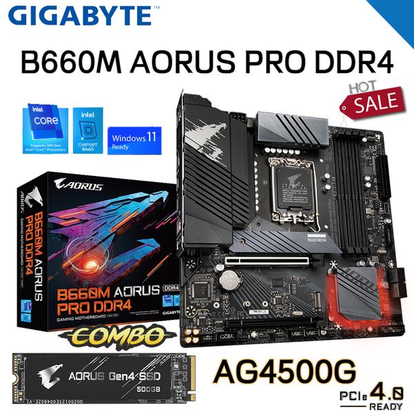 GIGABYTE Kit B660M AORUS PRO DDR4 carte mère GP-AG4500G SSD 500GB Intel B660 prise en charge 12 Gen LGA 1700 CPU carte mère de jeu nouveau