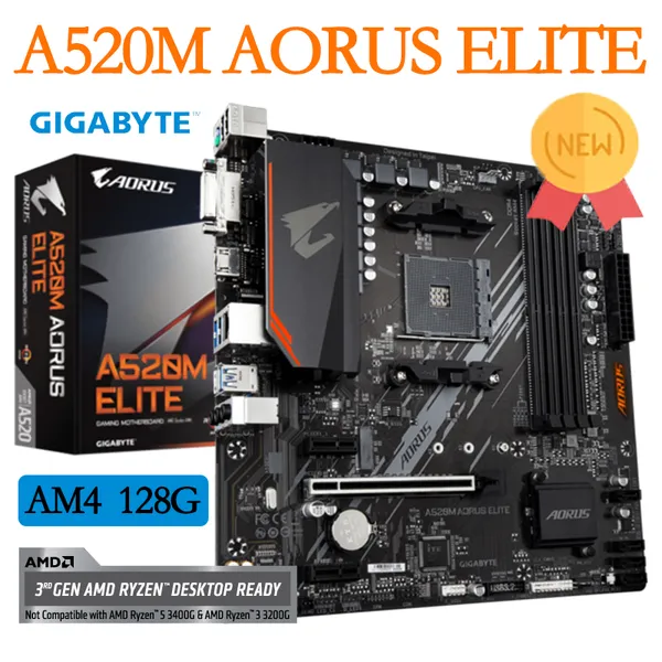 Gigabyte Socket AM4 A520M AORUS ELITE nouvelle carte mère DDR4 128GB AMD Ryzen supporte le surverrouillage carte mère AMD A520 Micro ATX
