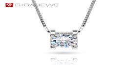 Gigajewe 06ct 55 mm EF PENDANT ROUND 18K GOL BLANC PLADE 925 Collier Moisanite Silver GMSN0077601206