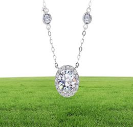 Gigajewe 1CT 6 5mm EF Ronde Pandent ketting 18K Wit Gold PLATED 925 SILVER MOISSANIET NILLACE GIDEEN GMSN017227J9221235