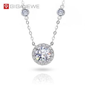 Gigajewe 1ct 6 5 mm EF Collier Pandent rond 18K Gold blanc plaqué 925 Collier Moisanite Silver Gift GMSN-017243J