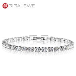 GIGAJEWE 3 0mmX30 Pz D Colore Taglio Rotondo Catena a maglie Placcato Oro Bianco Argento 925 Moissanite Bracciale Tennis Donna Fidanzata Regalo GM301J