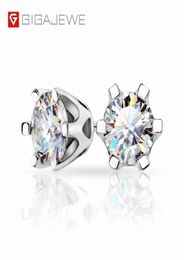 Gigajewe Cadeau de Noël EF Total 1CT Boucles d'oreilles à étalons à coupe Rounds Diamond Test passé Moissanite 18K White Gold plaqué 925 Silver Earri3546806