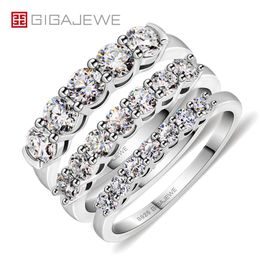 GIGAJEWE cadeau de noël Total 0 3 0 7 1 5 ct 2 3 3 4mm bague coupe ronde D VVS1 Moissanite 925 bagues en argent GMSR-028300e