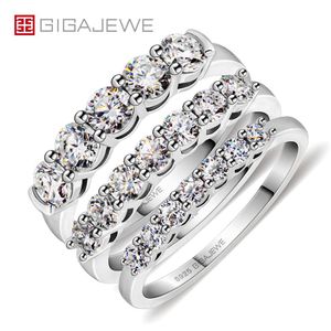 GIGAJEWE cadeau de noël Total 0 3 0 7 1 5 ct 2 3 3 4mm bague ronde D VVS1 Moissanite 925 anneaux en argent GMSR-028342I