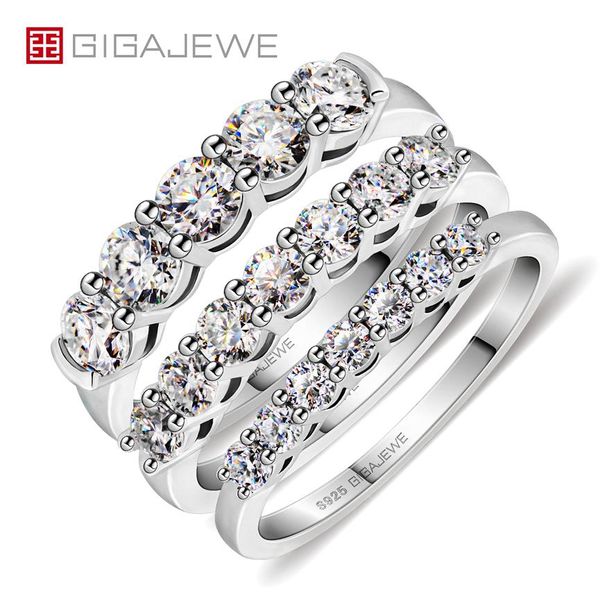 GIGAJEWE cadeau de noël Total 0 3 0 7 1 5 ct 2 3 3 4mm bague ronde D VVS1 Moissanite 925 anneaux en argent GMSR-028270h