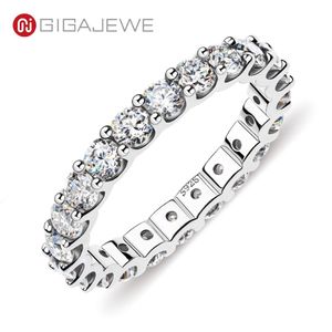 Gigajewe Gigajewe Moisanite Full Eternity Ring 2 0-2 4CT 3 0mm D VVS1 Round Cut 925 Silver Diamond Test passé Femme Girl cadeau GM231P